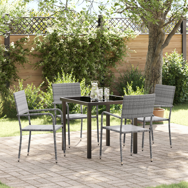 5 - Piece 4 - Person Outdoor Table Set, 73cm H x 80cm W x 80cm D