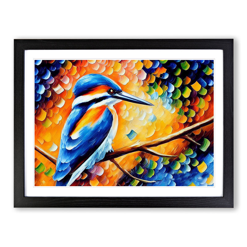 Kingfisher Bird Vol.4 Abstract - Framed Print, 25cm H x 34cm W x 2cm D, Black