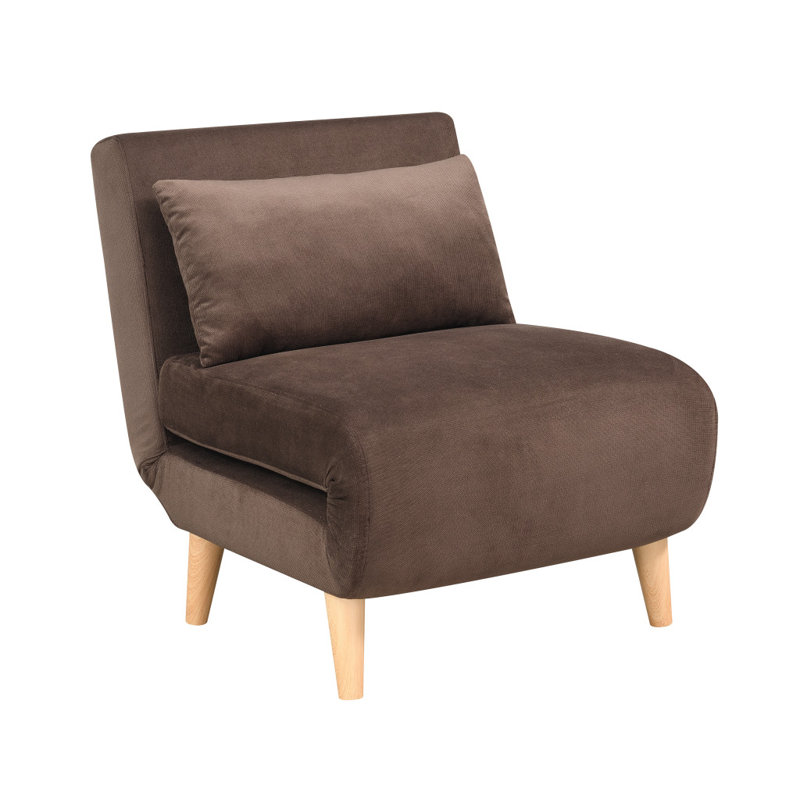  Fauteuil convertible brun avec coussin décoratif