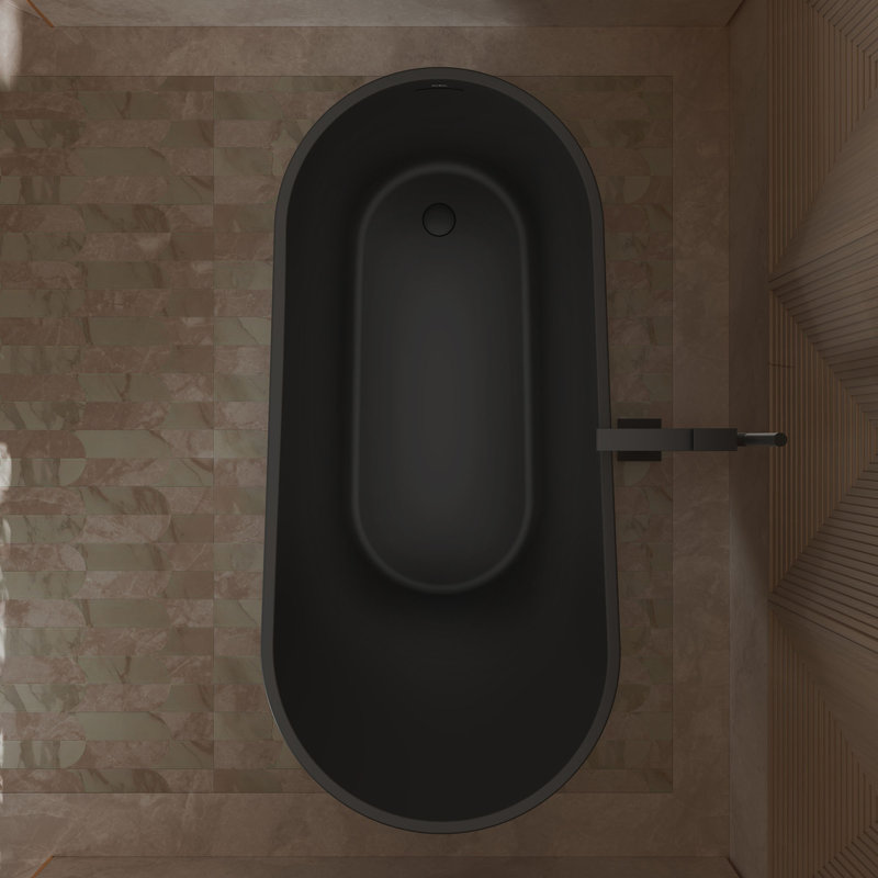 Baignoire de trempage autoportante en acrylique noire 51 "x 27,5" avec trop-plein et bonde escamotable pour salle de bain MonBlari