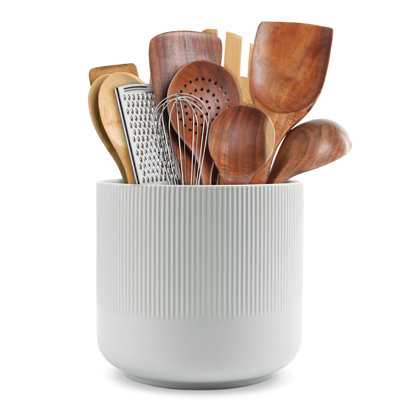 Extra Large Utensil Holder,Ceramic Kitchen Utensil Holder For Kitchen Counter,Tool Utensil Organizer Countertop,White