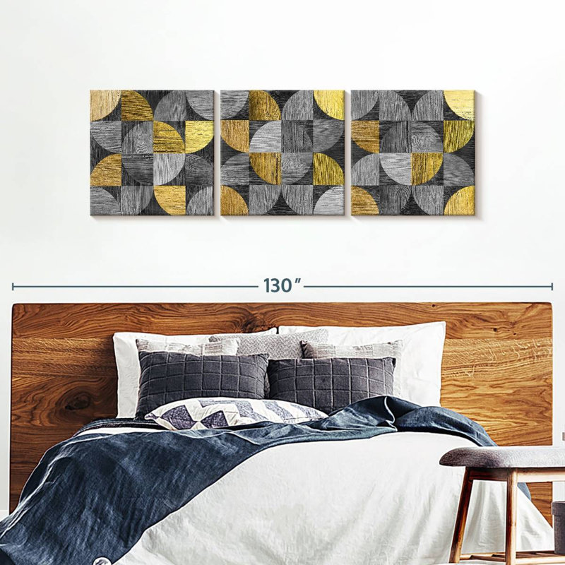 «Abstract Geometric Circles», reproduction sur toile, H 30 po x l 92 po x P 1,25 po