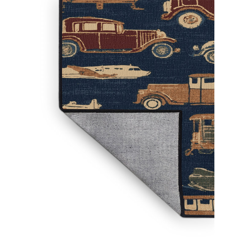 Machine Washable Transportation Grey Area Rug, Square 5'