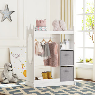 Kids Wardrobe Costume Storage Closet Pretend Dresser Hanging Armoire –  BedroomFurnitureDesign
