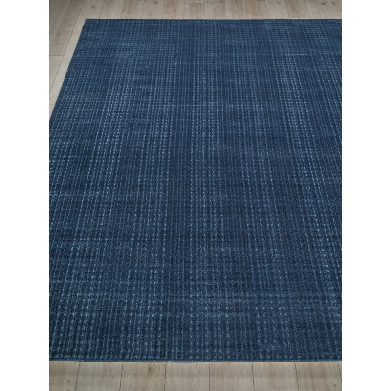 Cabrini Modern Handmade Silky Nylon, Navy Area Rug, Rectangle 9' x 12'