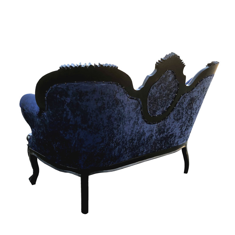 Dorolisa 60'' Velvet Loveseat, Blue, Black