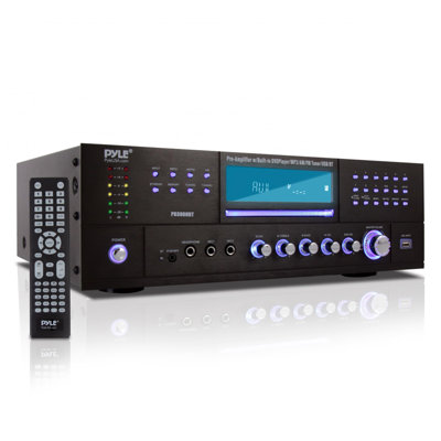 Dana Trading Pyle Récepteur d'amplificateur de cinéma maison à 4 canaux Bluetooth - Haut-parleur stéréo 3000 watts avec récepteur audio pour la maison, radio, 2 micros avec écho pour karaoké, lecteur CD DVD, écran ACL, support de montage sur support PD3000BT