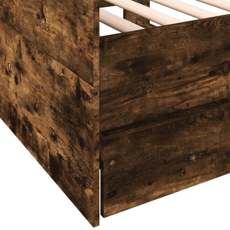Vidaxl Daybed With Drawers, Smoked Oak, European Single (90 x 200cm)