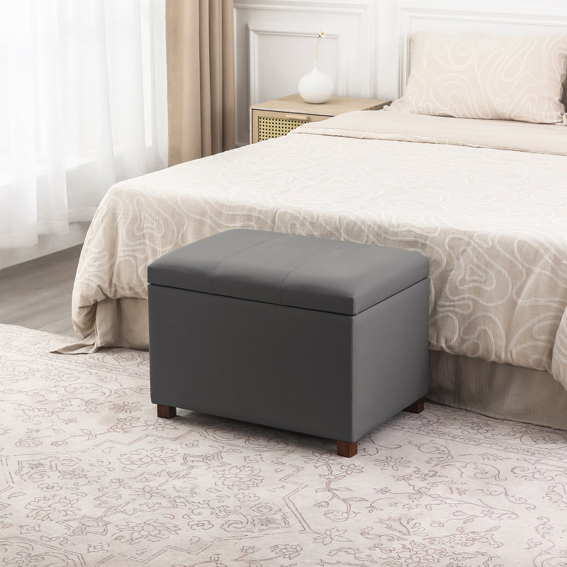 Repose-pieds 24 po en similicuir avec rangement, Gris
