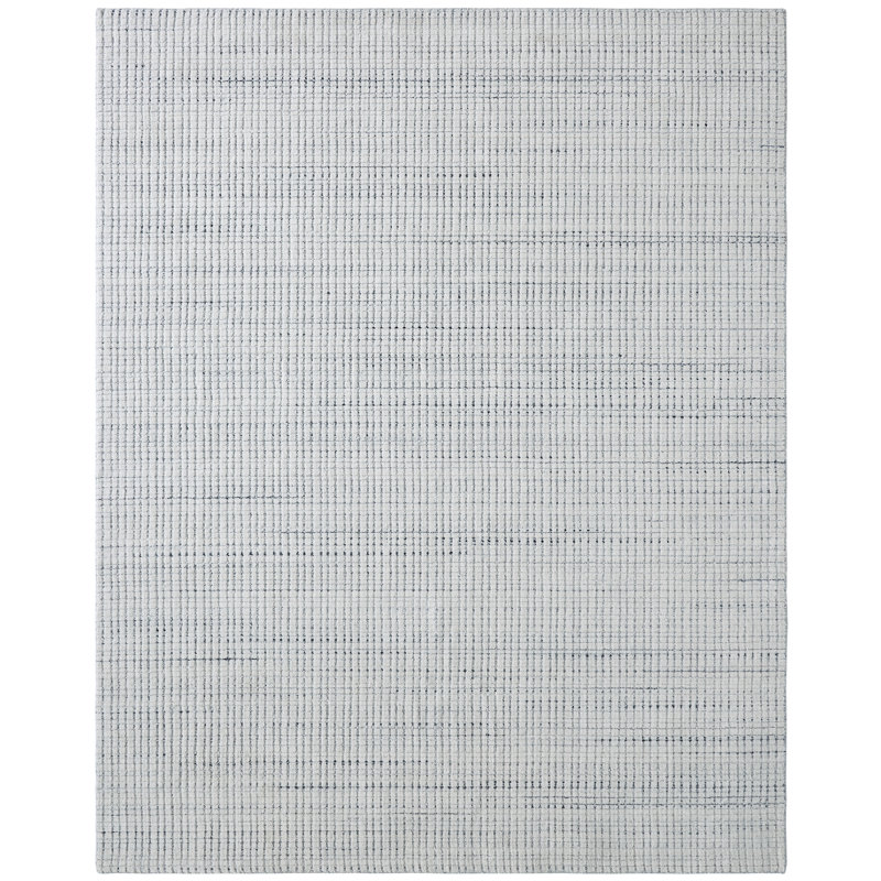 Sharnie Hand Loomed Plaid Area Rug in Gray, Rectangle 9' x 12'