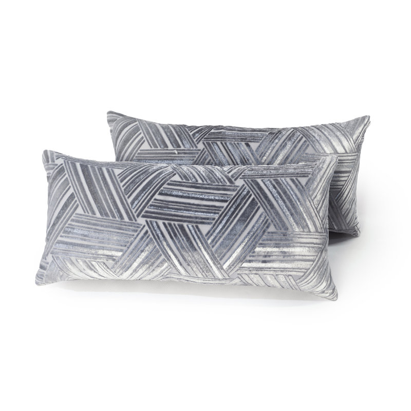 Entwined Lumbar Pillow Cover & Insert, 12" x 24", Silver