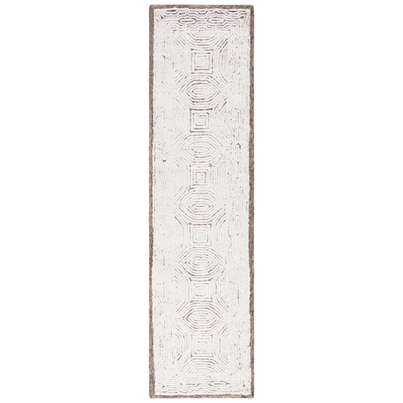 Tapis géométrique en laine touffeté à la main 0,8 po Reinhild, Tapis de couloir 2 pi 3 po x 9 pi