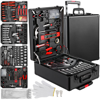 799pcs Mechanic Tool Set with Trolley Case, Complete Household Tool Kit for Home, Automotive, Garage & Dorm, Black