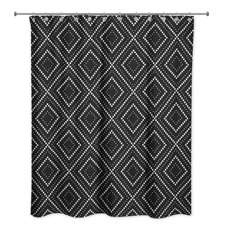 Rideau de douche simple à motif géométrique, Noir / blanc