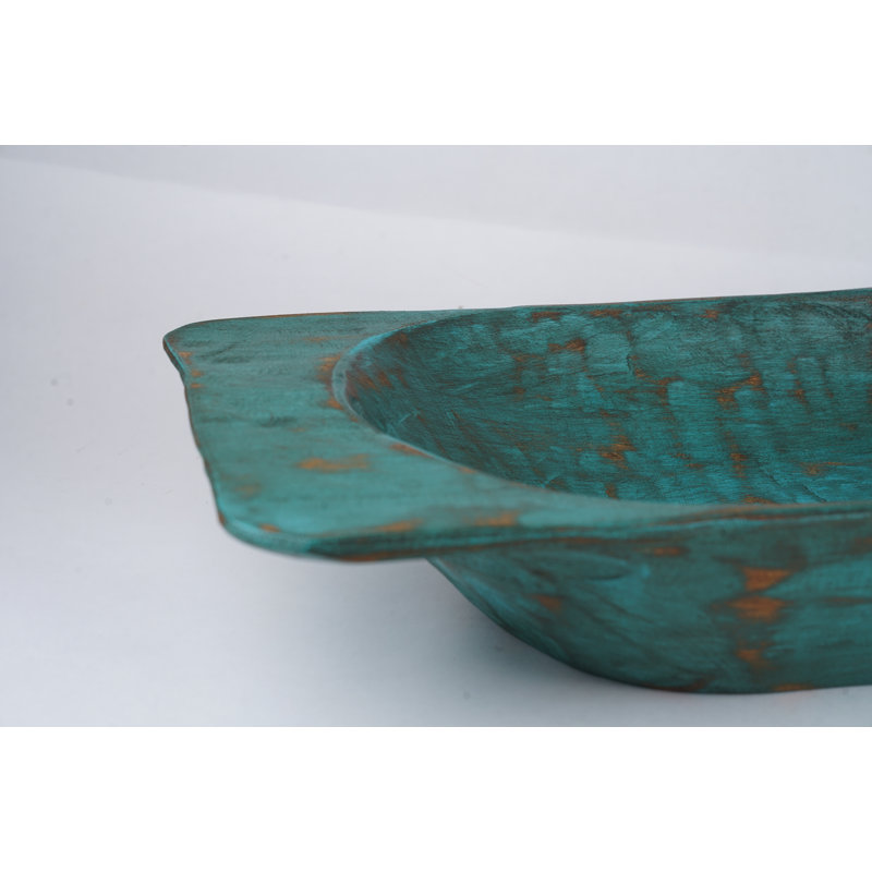 Bol décoratif en bois de tuf, Turquoise