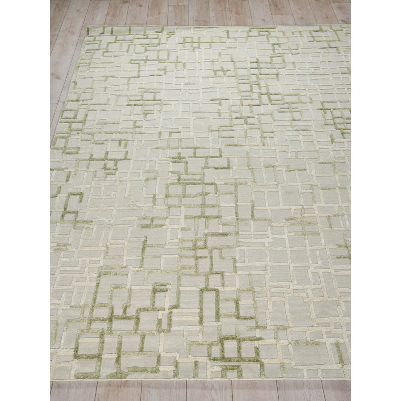 Vista handloomed Wool/Bamboo Silk Green Area Rug, 8'X10'
