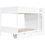 Lit double superposé au dessus d'un lit superposé avec armoire et rangement pour tiroirs, blanc