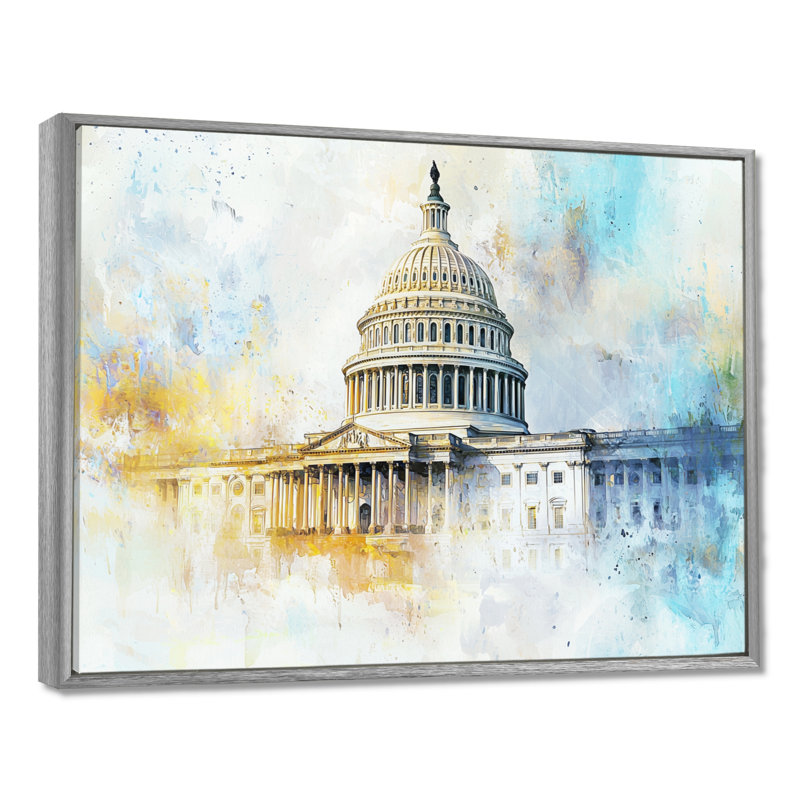 Chul - art mural patriotiste américain, Argent argent, H 12 po x l 20 po, Impression encadrée flottante