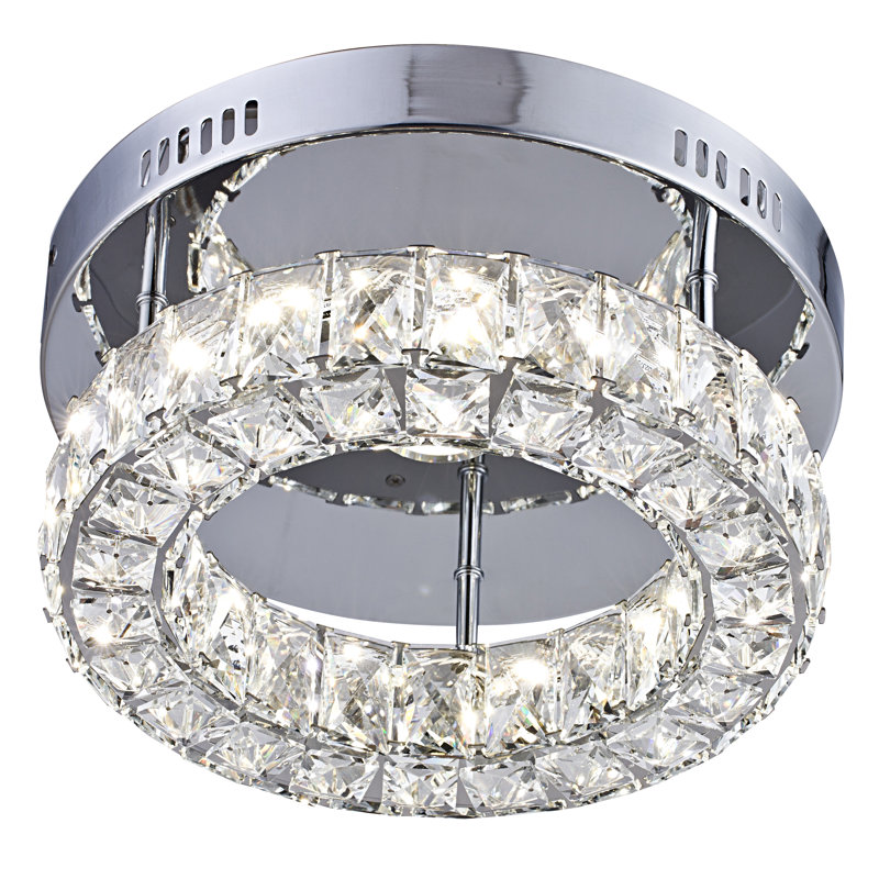 Transitional 1-Light Chrome LED Crystal Flush Mount 