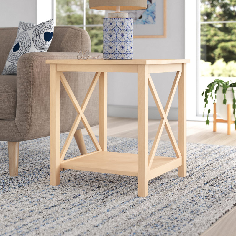 Rossitano Solid Wood End Table, Unfinished