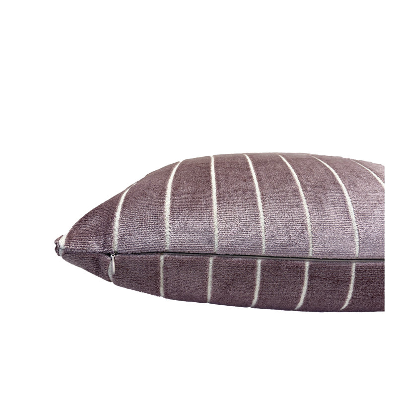 Housse de coussin en velours rayé, Carré 20 po, Mauve