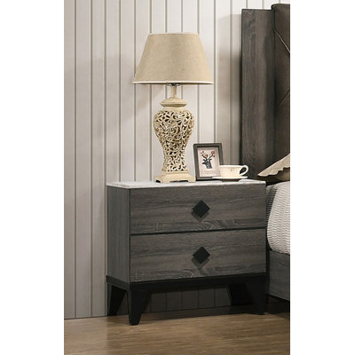 Two-Tone Finish Wooden Nightstand With 2 Drawers
