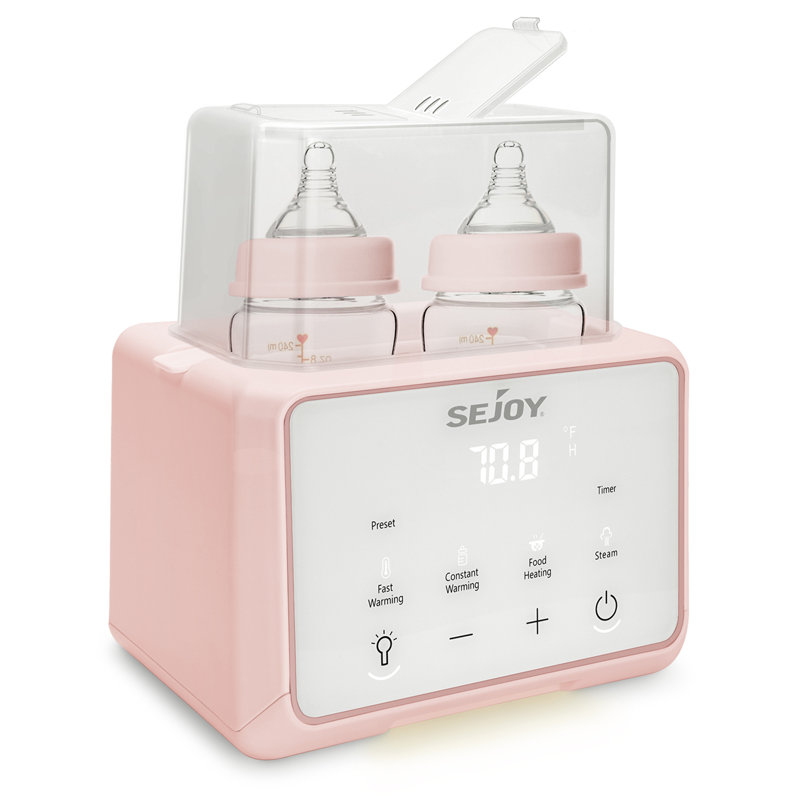Bottle Warmer, Fast Baby Food Heater for Milk Formula, Steam Sterilizer with a Defrost Basket, Pink