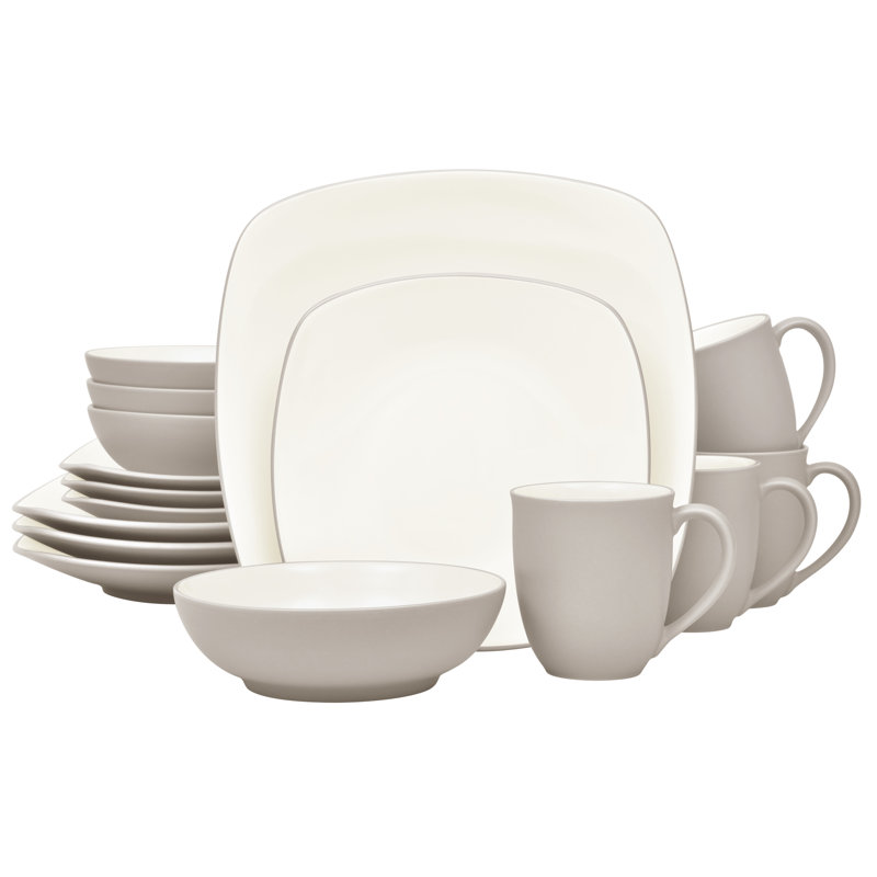 Noritake Colorwave 16-Piece Square Dinnerware Set, Service for 4, Sand