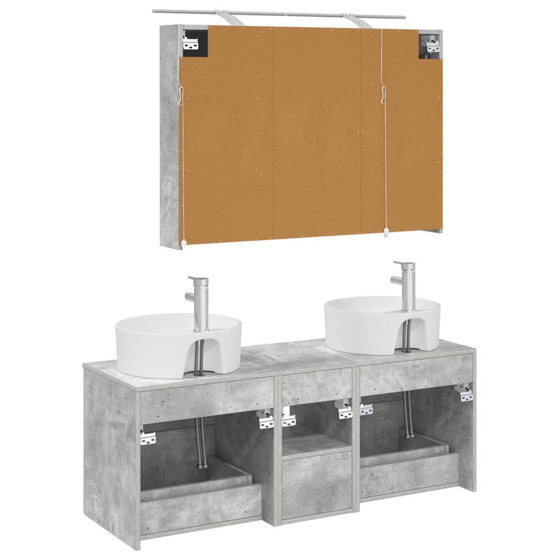 Vanity & Mirror Set, Light Grey
