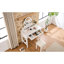 Coiffeuse de maquillage blanche avec miroir réversible, moulure élégante sur le miroir et les pieds, 5 tiroirs pour le rangement organisé, accessoires de tabouret,