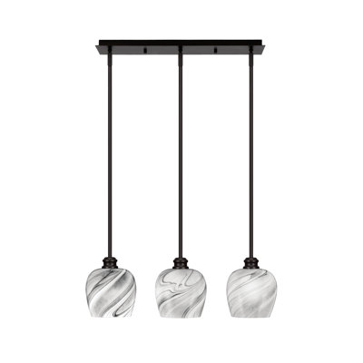 Edge 3 Light Linear Pendalier With 6" Glass