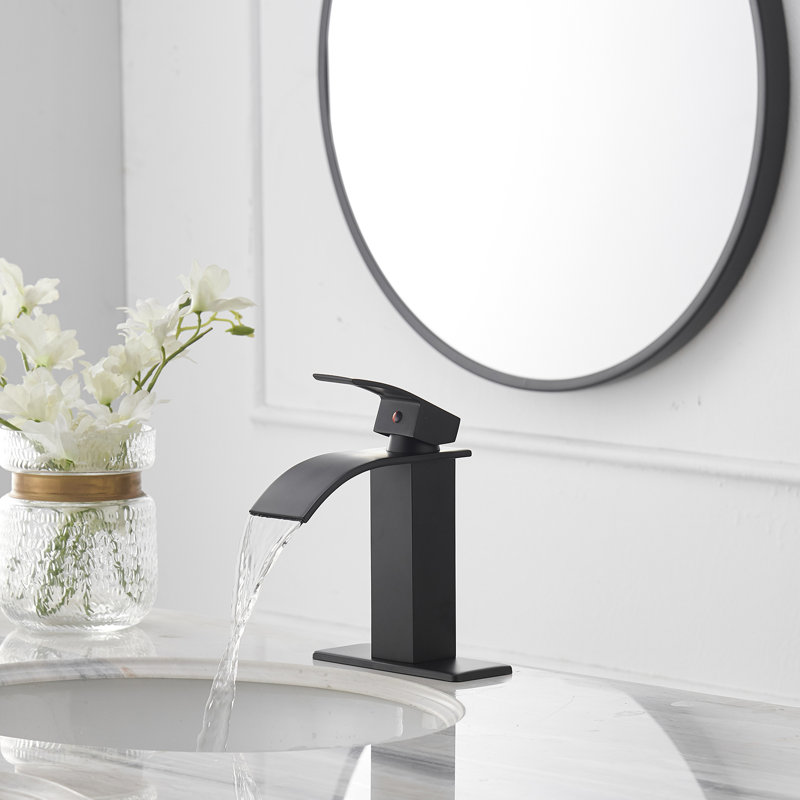 Single-handle Bathroom Faucet with Drain Assembly, Matte Black