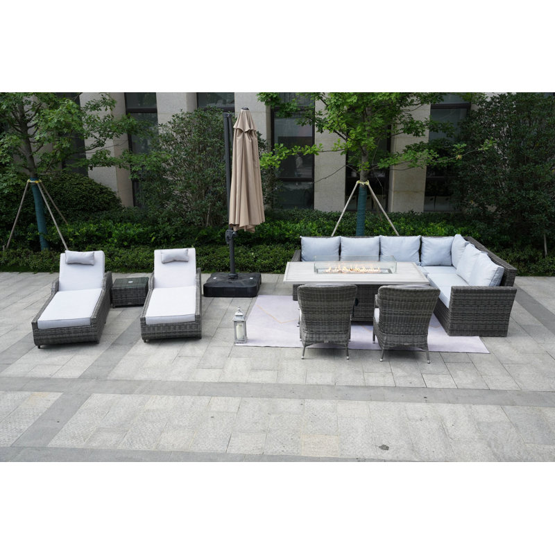 Alseepa 10 - Person Patio Conversation Set with Cushions
