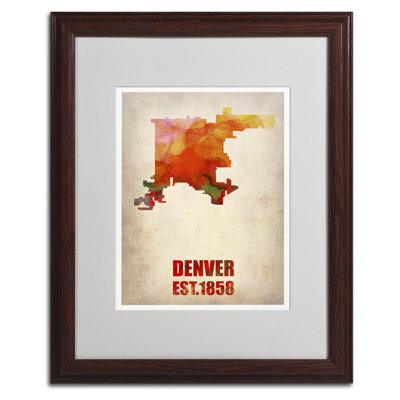 « denver aquarelle map », reproduction d’impression sur toile encadrée