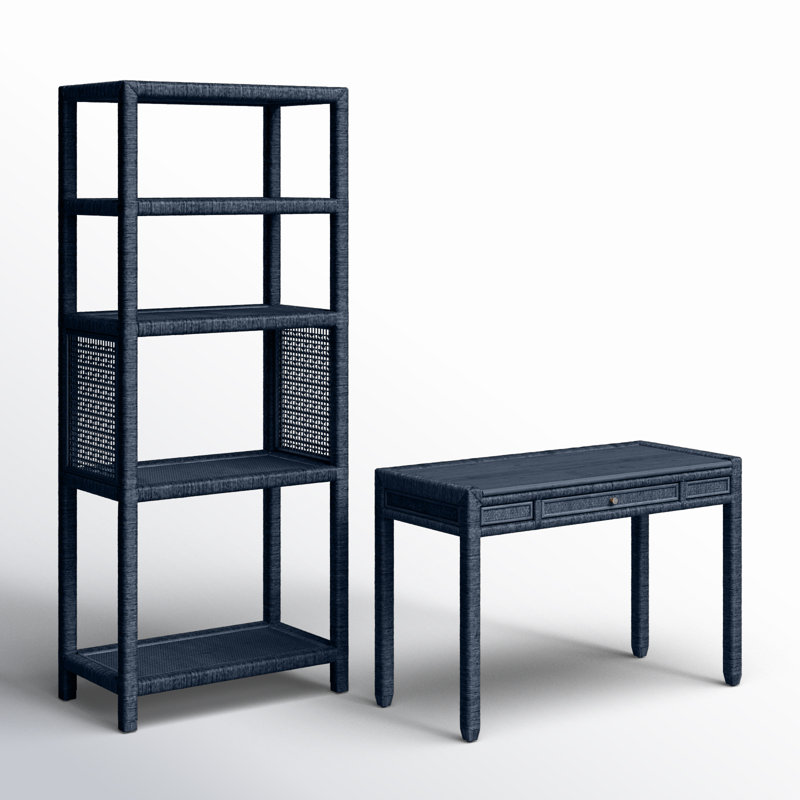 2 Piece Writing Desk Office Set, Navy