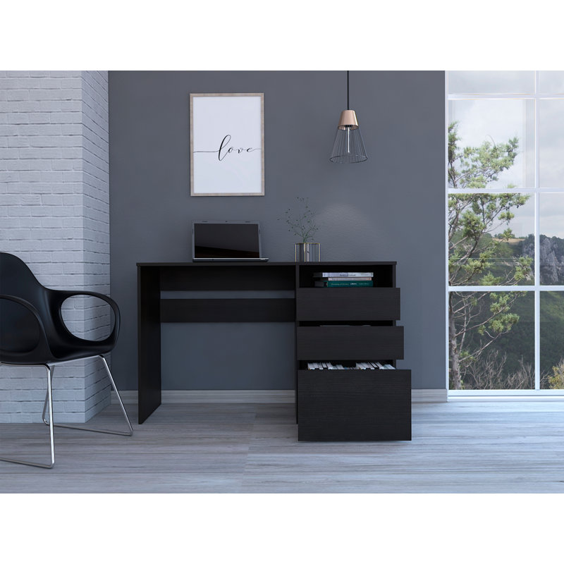 Wenge 3-Drawer 1-Shelf Computer Desk, Brown