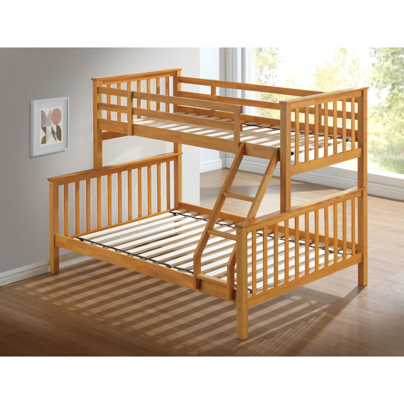 Fincham Bunk Bed with Built-in Ladder Included, Beech