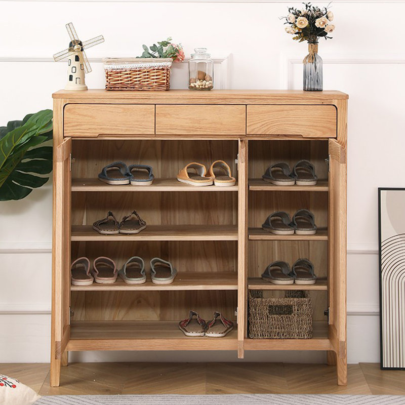 Banc de rangement pour chaussures en bois massif Burlywood, Burlywood
