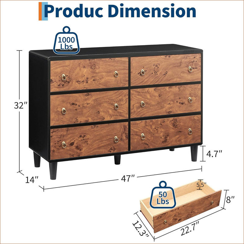 119.4cm W 6 - Drawer Chest of Drawers