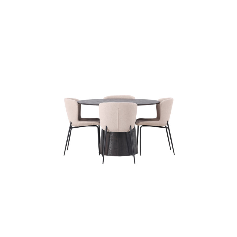 Christie 4 - Person Dining Set, Beige, Beige, Black