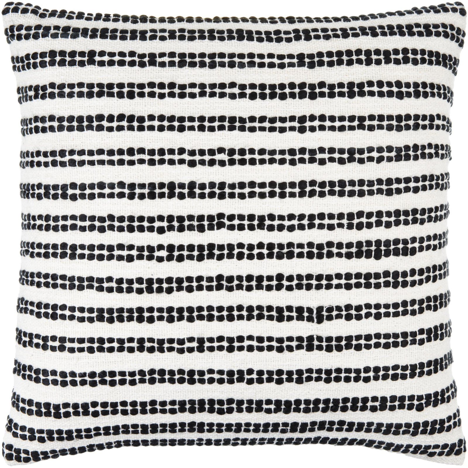 Amora Embroidered Pillow Cover, 22" x 22", White/Black, Polyester/Polyfill