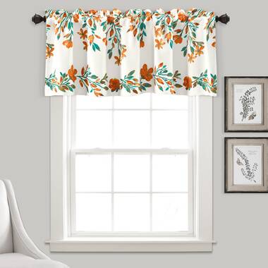 August Grove® Eaman Floral Cotton Blend 100'' W Window Valance in