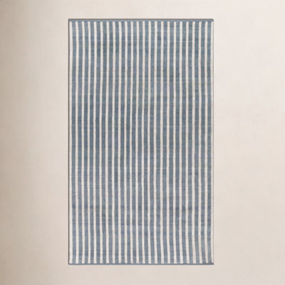 Acerra Blue Hand-Woven Striped Outdoor Rug