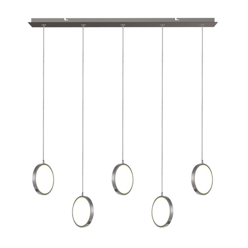 Luminaire suspendu géométrique à DEL 5 lumières Lauri, Nickel, 7,5 po