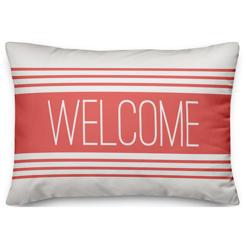 Textual Outdoor Throw Pillow, Coral