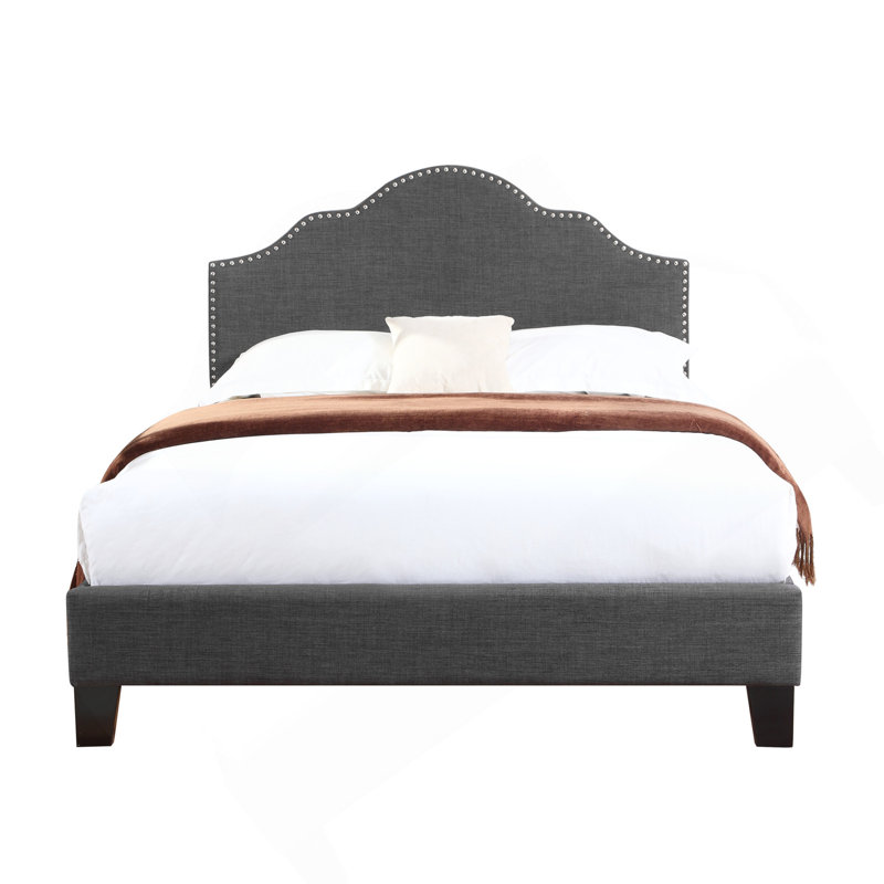 Gray Full Upholstered Bed, Dark Gray