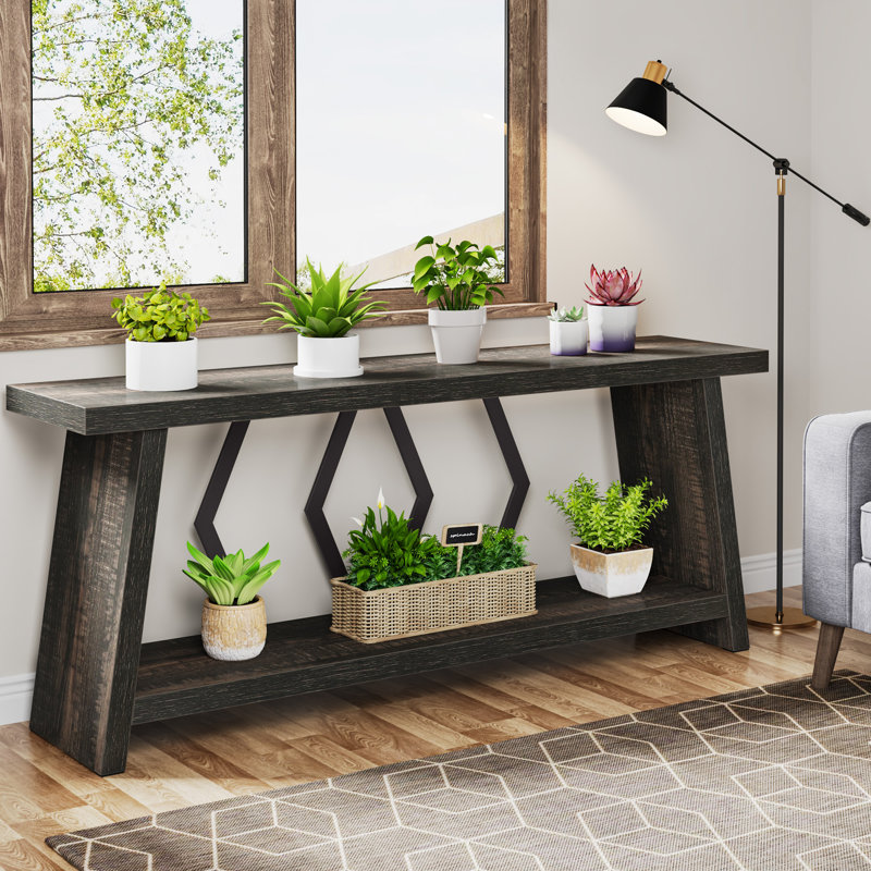 Danieliz 70.86'' Long Console Entryway Table for Living room, Black Gray