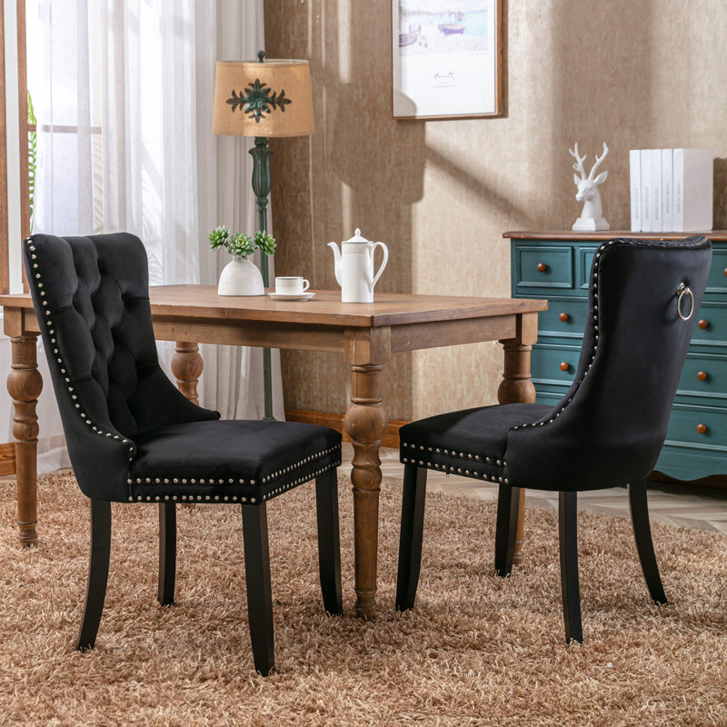Delafield Lux Kitchen Dining Chairs, Black, Set Of 6, Black