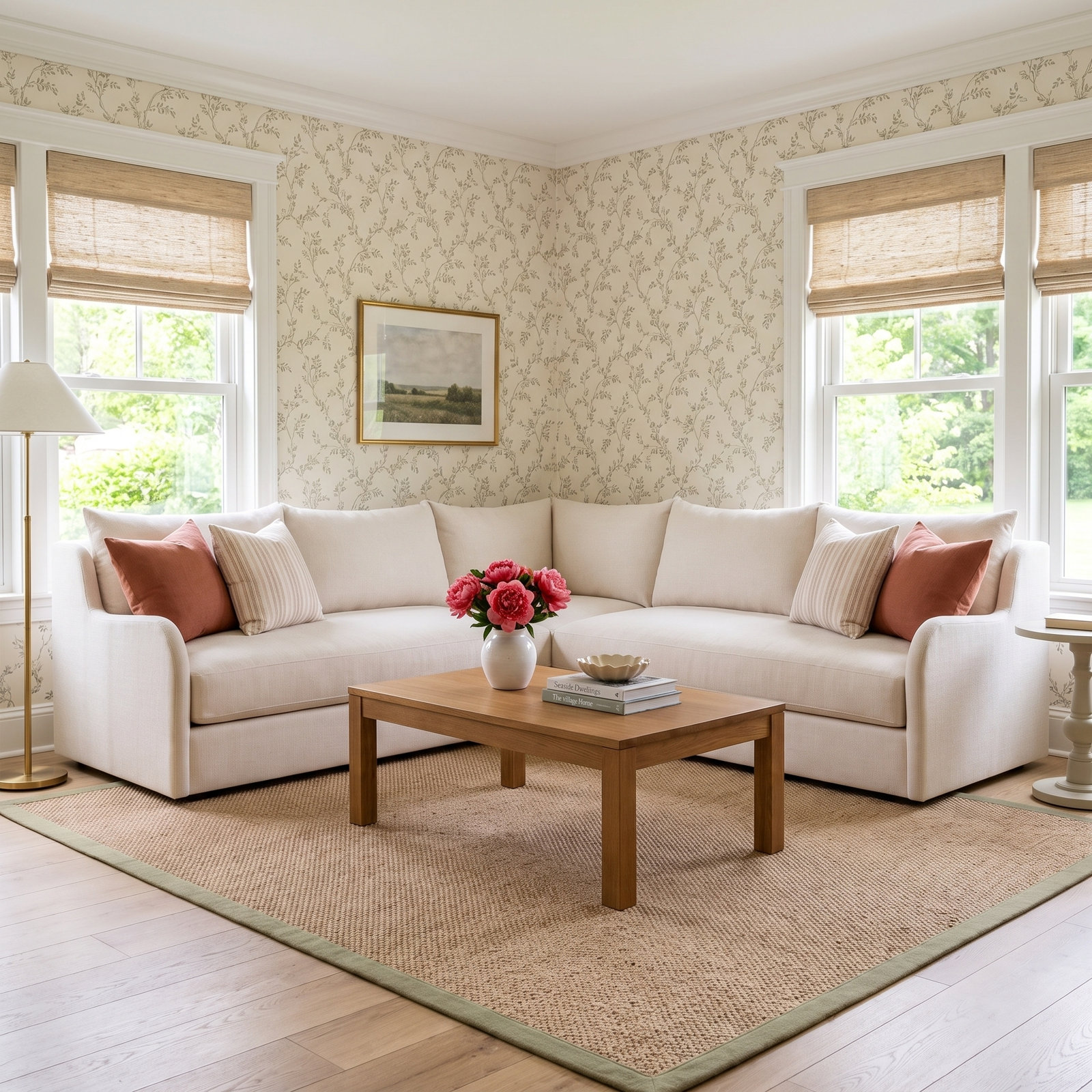 Shasta L Sectional, Nevis Ivory Polyester Blend