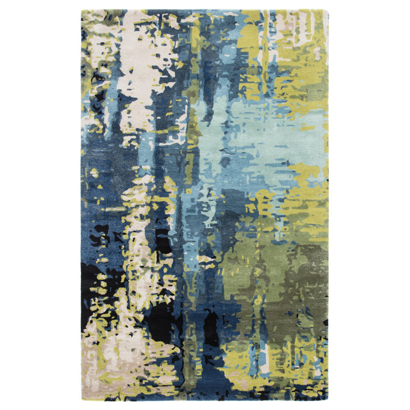 Tapis touffeté à la main à motif abstrait Fleishman, Rectangle 9 pi x 13 pi